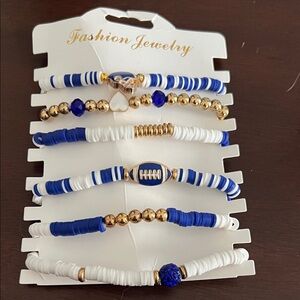 Blue and White Beaded Bracelet Set